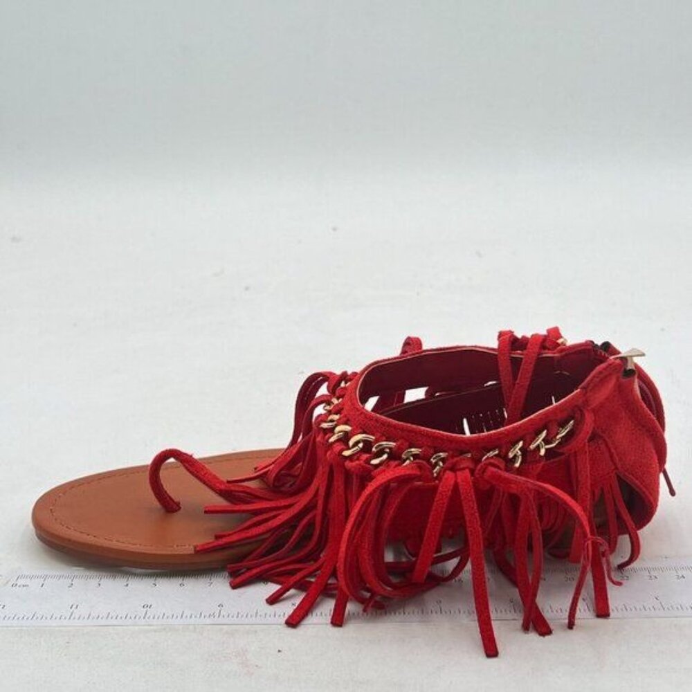 YDN Women Flip Flop Sandals Fringes Thong Flats Shoes Women Suede Tassels Metal - Picture 2 of 8